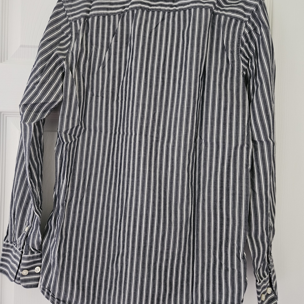 Claiborne Men's Black and White Striped Shirt - Picture 2 of 3